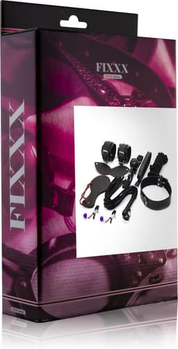 Fixxx - Fetish BH en Slipje met Open Kruis - Nr. 2 - PU-Leer - One Size - Zwart — thumbnail 2