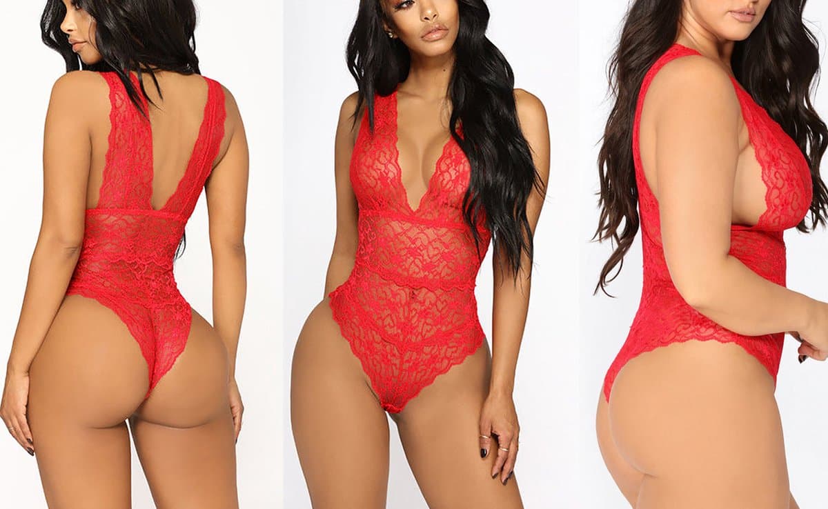 Body - Kanten body - Bodysuit - Kanten bodysuit - Lace - Sexy body - Rood - Lingerie — afbeelding 1