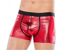 Andalea heren boxershorts rood van wetlook materiaal met ritssluiting 4XL/5XL