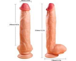 Legendarische Realistische XXL King Size Dildo 30 cm lang en 6.0 cm dik - Levensechte Grote Dildo 30 cm lang - Realistische dildo met balzak en stevige zuignap - Realistische Dildo Met Zuignap en Balzak