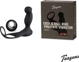 Teazers - Cock & Ball Ring Prostate Vibrator - Sex Toys voor Mannen - 7 Vibratiestanden - Prostaat Stimulator en Cockring in 1 - Met Afstandsbediening - Anale Speeltjes - Penisring - Zwart — thumbnail 1