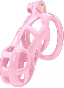 Peniskooi Roze - Cock cage - Chastity Cage - Kunststof Peniskooi - Kuisheidskooi voor Mannen - Peniskooi met 5 Maten Penisringen - Peniskooi Roze Maat M - Ø3.9 x 9.5 cm — thumbnail 1