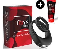 Toys Hub® Vibrerende Cockring met Glijmiddel - Incl. E-BOOK - 10 Vibraties – Met Opbergzakje - Penisring voor Mannen – Met Clitoris Stimulator - Cockring Vibrerend - Sex Toys Couples & Koppels