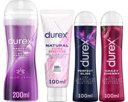 Durex - 4 Glijmiddelen - Aloe Vera- Natural extra sensitive - Perfect Gliss - Crazy Cherry - 500ml
