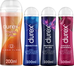 Durex - 4 Glijmiddelen - Ylang Ylang - Sensitive - Perfect Gliss - Crazy Cherry - 500ml — thumbnail 1