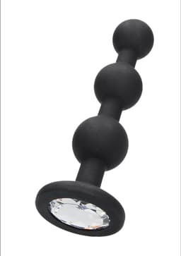 Silicone Beaded Diamond Butt Plug - Black — thumbnail 1