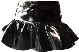 BamBella® - Datex mini Rok - Maat L/XL - zwart Rollenspel sm dames sexy Glans kleding mix van Latex en stof | Datex — thumbnail 8