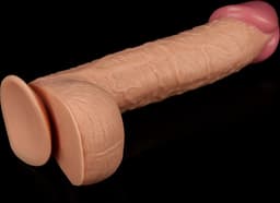 Realistische XXL King Size Dildo 28.5 cm lang en 5.4 cm dik - Levensechte Grote Dildo 28.5 cm lang - Realistische dildo met balzak en stevige zuignap - Realistische Dildo Met Zuignap en Balzak — thumbnail 6