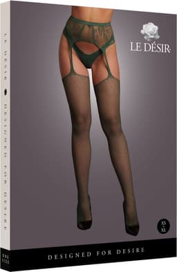Shots - Le Désir DES051GRNOS - Fishnet/Lace Garter Stockings - One Size - Midnight Green XS - XL — thumbnail 5