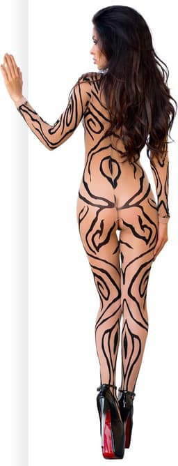 Chilirose bodystocking huidskleur met tattoo effect — thumbnail 3