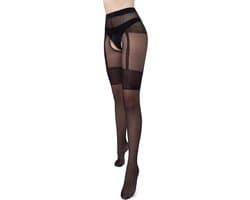 Giulia - Intimo Noir 20den Sheer Panty met open kruis - Zwart - XL