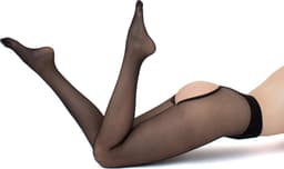 Giulia - Intimo Plus licht glanzende 20den Sheer Panty met open kruis - Zwart - XL — thumbnail 3