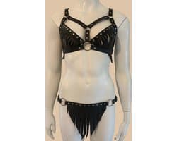 Boho harnas set top en broekje van PU leer SALE