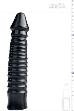All Black Zwarte grote dildo met geribbelde schacht — thumbnail 12