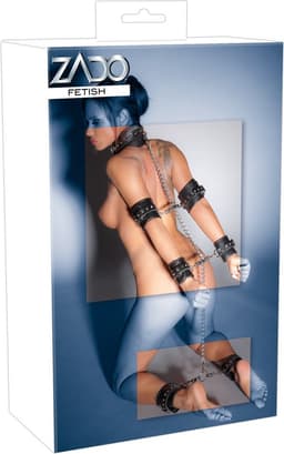 Zado – Zeer Hoogwaardige Bondage Harnas met Complete Verstelbare Boeien Set en Halsband – Zwart — thumbnail 9