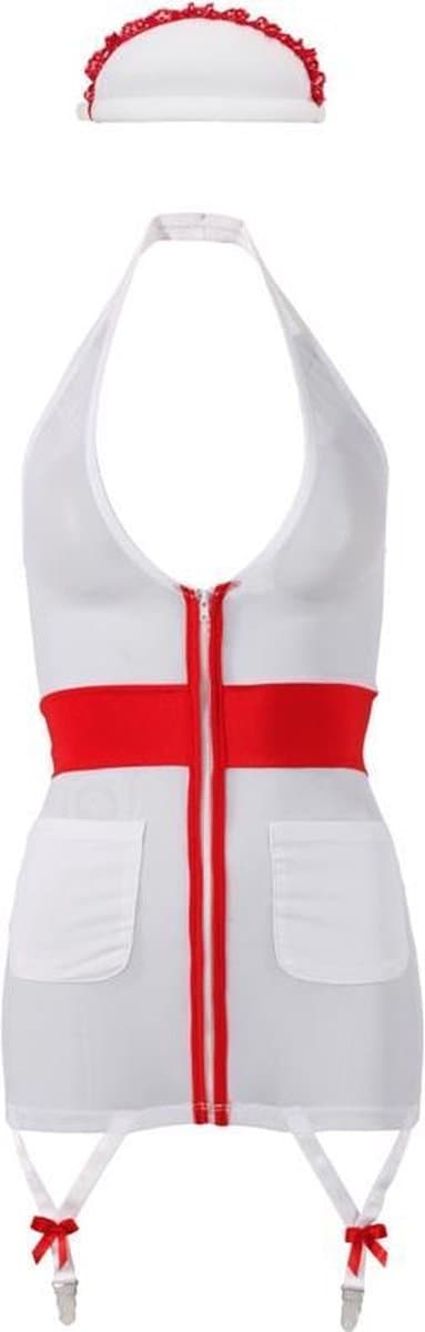 Cottelli Collection – Sexy Zuster Outfit met Realistische Kenmerken Inclusief Hoofdband en Verstelbare Bandjes – Maat XL – Wit — afbeelding 1