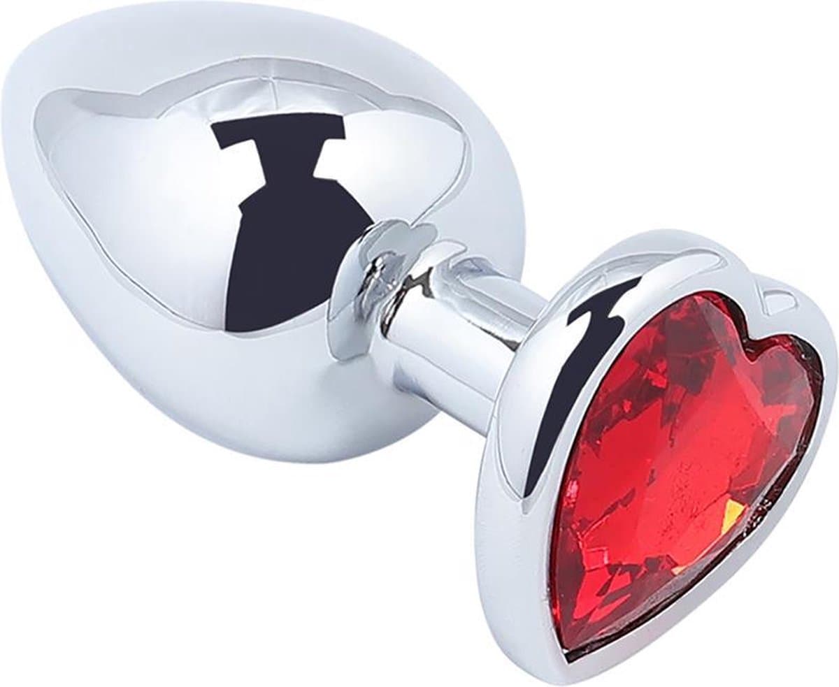 Banoch - Buttplug Coeur Rouge Large -Metaal - Hart - Diamant Steen Rood — afbeelding 1