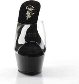 Pleaser - KISS-201 Muiltjes - Paaldans schoenen - 35 Shoes - Zwart/Transparant — thumbnail 2