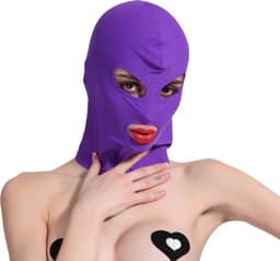 Banoch - Mask/3 hole Purple - Spandex Masker - BDSM - Paars — thumbnail 3
