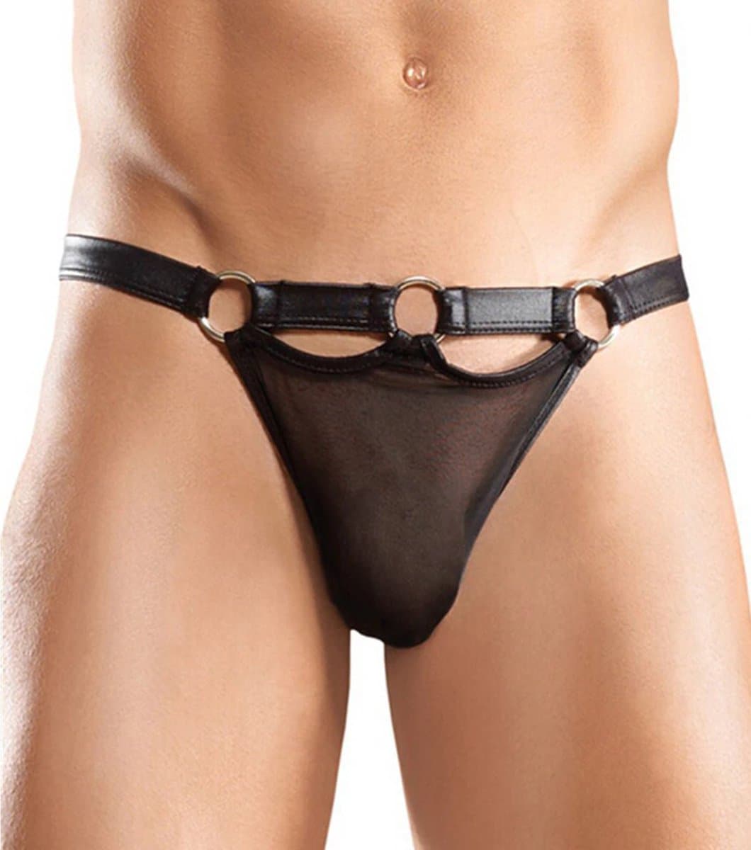 String-Heren-Leer-Mannen-Verstelbaar-Onesize-Doorzichtig-Bandjes-Sexy-Opwindend — afbeelding 1