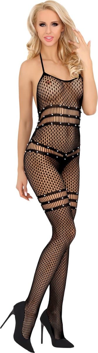 Livco Corsetti - Erotische Bodystocking / Catsuit met Open Kruis - Sexy Lingerie - Erotische Lingerie - Maat S t/m L - Nintarim — afbeelding 1