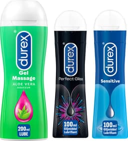 Durex - 3 Glijmiddelen - Play Massage 2/1 Aloe 200ML - Perfect Gel Gliss 100ML - Play Sensitive Gel 100ML — thumbnail 1