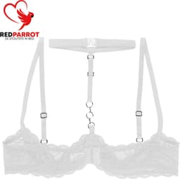 Erotische Beha Open Cup - Choker - Wit - Porno - Lingerie - Open Borsten - Sexy — thumbnail 1
