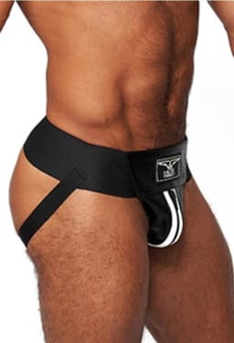 Mister b leather premium jockstrap black/white xl — thumbnail 2
