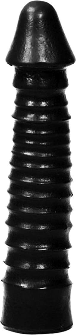 All Black Zwarte grote dildo met geribbelde schacht — thumbnail 11