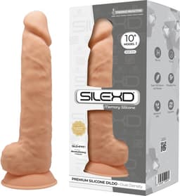 SILEXD – Dual Density siliconen beige dildo met balzak – 26.6 cm — thumbnail 5