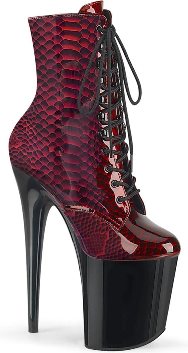 Pleaser - FLAMINGO-1020SP Plateau Laarzen, Paaldans schoenen - Paaldans schoenen - 36 Shoes - Rood/Zwart — afbeelding 1