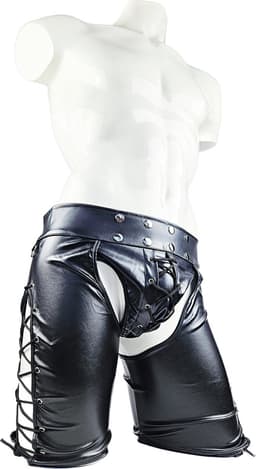 BamBella ® Nep Leer broek - Maat XXL - Zwart - BDSM kleding erotische onderbroek heren kleding — thumbnail 1