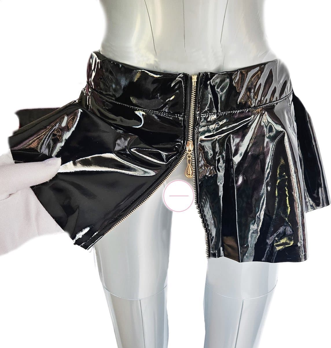 BamBella® - Minirok - S M - LATEX en stof Ultra korte rok - - Sexy Erotische dames fetish kleding - — afbeelding 1