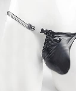 BamBella® open kruis string Maat L/XL nep leer voor mannen - BDSM Erotische Sex kleding — thumbnail 3