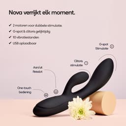 Eva® Nova - Rabbit Vibrator - Clitoris & G-spot Stimulatie - Verleidelijke Audio Verhalen - Fluisterstil & Discreet - Sex toys voor Vrouwen - Vibrators voor Koppels - Seksspeeltjes - Vibrators voor vrouwen - Cadeau voor vrouw - Obsidian Black — thumbnail 3