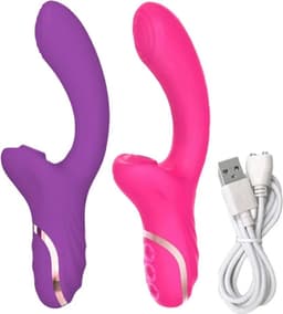 Erodit® Double Pleasure 2 in 1 vibrator roze- G-spot- zuig- luchtdruk vibrator- vibrerende dildo -G-spot/clitoris stimulator–een echte womanizer met zuig en vibratie modus - sex toy/seksspeeltjes voor vrouwen – mannen -koppels — thumbnail 4