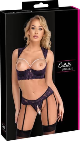 Longline Jarretel Set Open Kruis met Parels — thumbnail 3