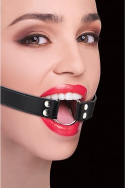 Ouch! – Ring Gag Mond Knevel met Open Ring voor Speeltjes of Vlees – Zwart — thumbnail 6