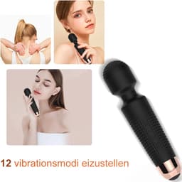 Vibrator - Wand Massage - Magic Wand Vibrator - Seksspeeltjes - Vibrators voor Vrouwen en koppels - Clitoris Stimulator - Zwart - 12 Standen - G-Spot - Erotiek - Stimuleer Vibrator - Sex toys - Zwart — thumbnail 5