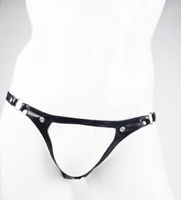 String Man - sexy Lingerie Heren L/XL -Open voorkant - Zwart mannen string Imitatie leer SM kleding — thumbnail 5