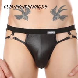 Open-butt-Slip-sexy-Heren-Goedkoop-Pu-Sexy-lederlook-Gay-Homoslip-Model-Erotisch — thumbnail 3
