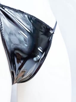String - Maat S/M Datex LATEX en Stof- Zwart - - Fetish erotische kleding dames — thumbnail 1