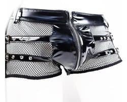 BamBella ® - Boxer short Maat M Datex Zwart (Latex en stof SM kleding BDSM erotische heren kleding