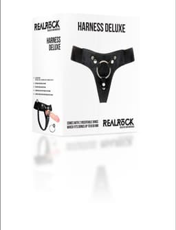RealRock – Kunstlederen Voorbind Harnas met 2 Verschillende Ringen - Zwart — thumbnail 2