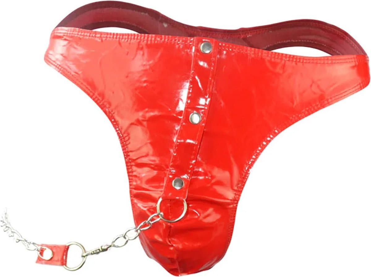 String-Latex-Heren-Sexy-Goedkoop-Ketting-Drukkers-Erotisch-Gay-Homo-Spannend-Rood — afbeelding 1