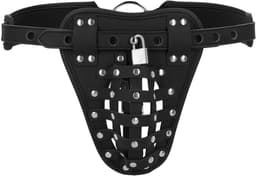 PU Leather Chastity Jock - Black — thumbnail 2