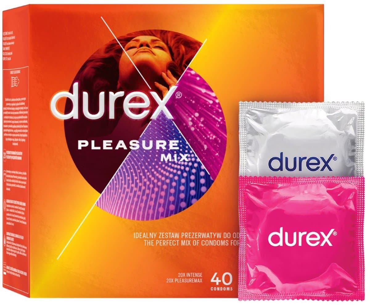 Durex Condooms - Pleasure mix - 40 Stuks (20 st Pleasure Me + 20 st Orgasm Intense) - Discreet Verzonden — afbeelding 1