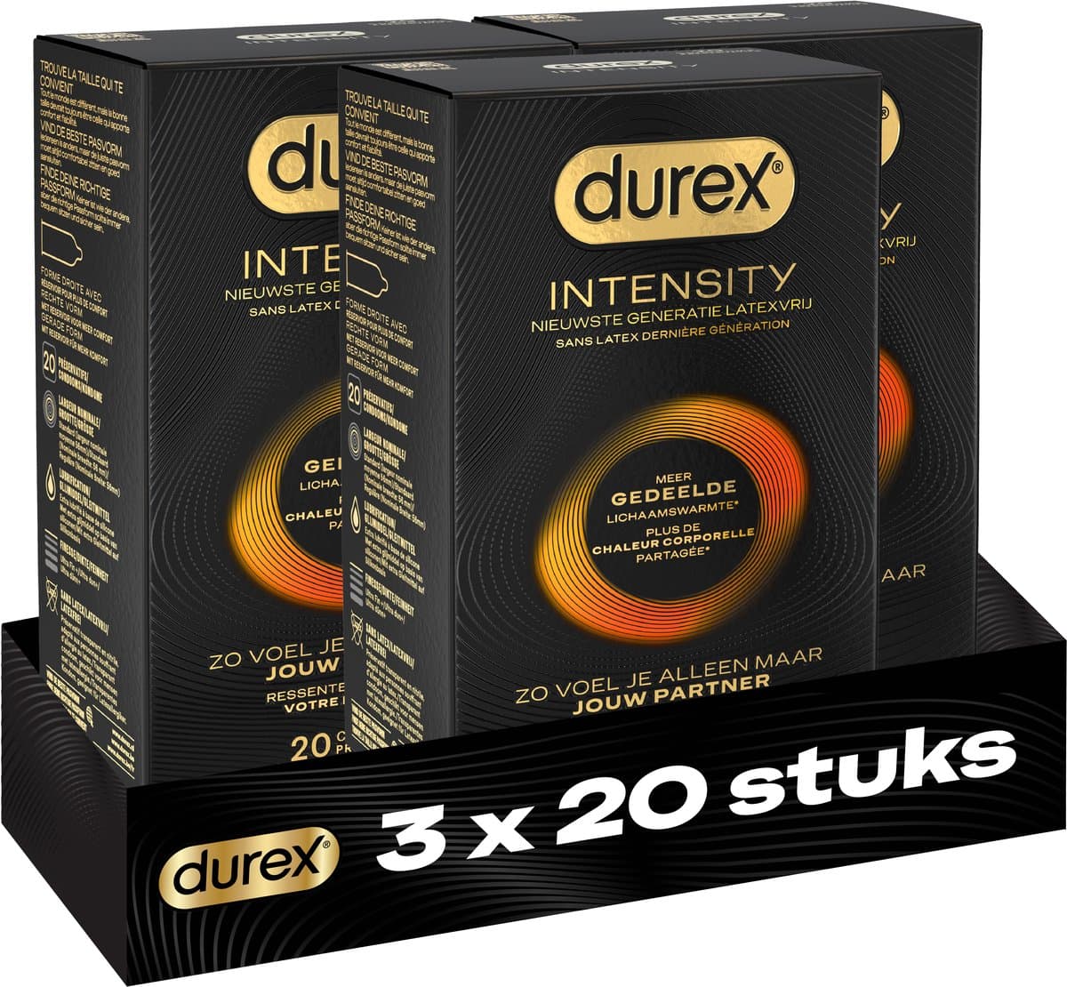 Durex Intensity Condooms - Nieuwste generatie ultradunne, latexvrije condooms voor mannen – Gedeelde lichaamswarmte - 3 x 20 stuks - Voordeelverpakking — afbeelding 1