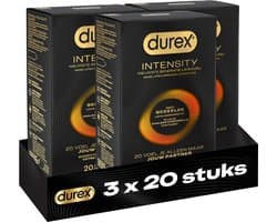 Durex Intensity Condooms - Nieuwste generatie ultradunne, latexvrije condooms voor mannen – Gedeelde lichaamswarmte - 3 x 20 stuks - Voordeelverpakking