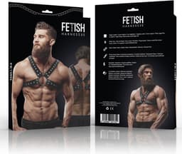 FETISH SUBMISSIVE ATTITUDE - MEN'S CROSS-OVER ECO-LEATHER CHEST HARNESS WITH STUDS | BONDAGE | BDSM | FETISH ACCESSORIES | CHEST HARNESS — thumbnail 3